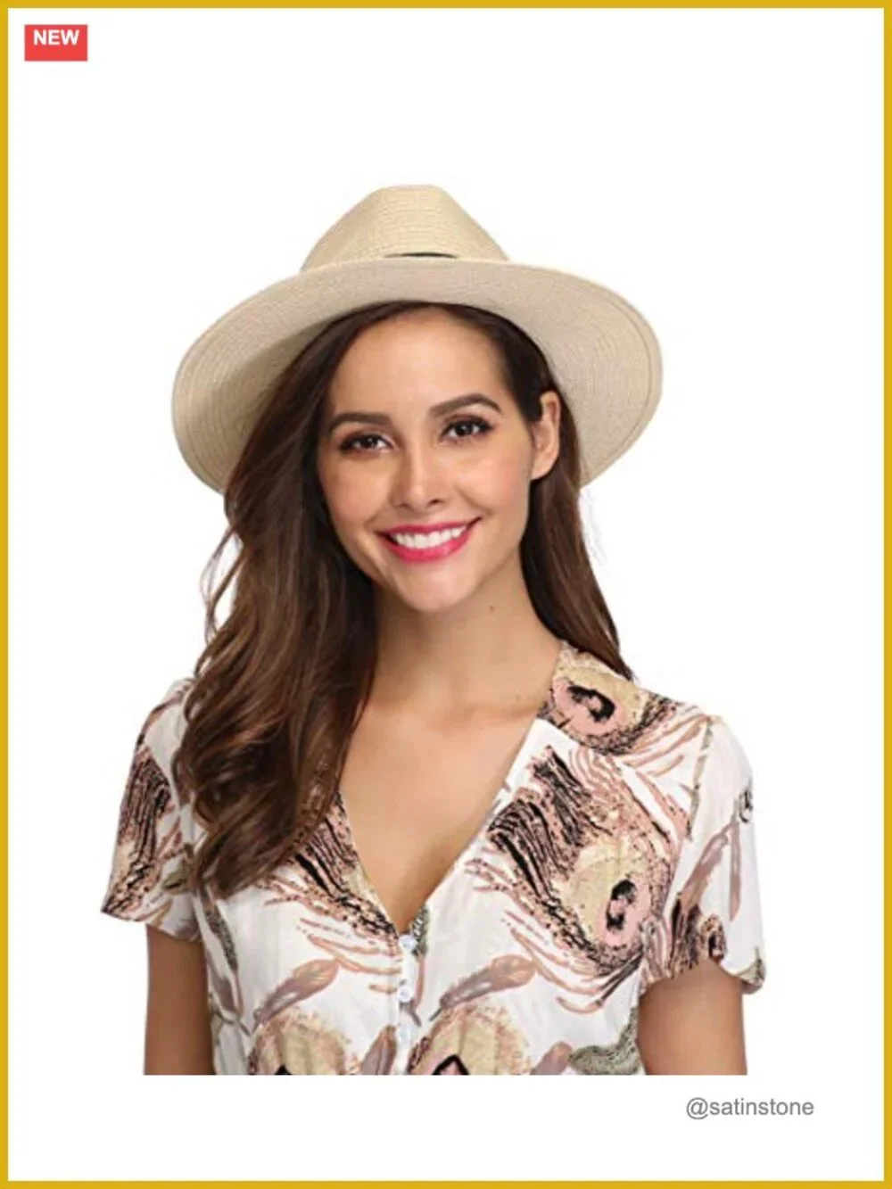 Women Paper Straw Fedora Sun Hat UPF50+ Foldable